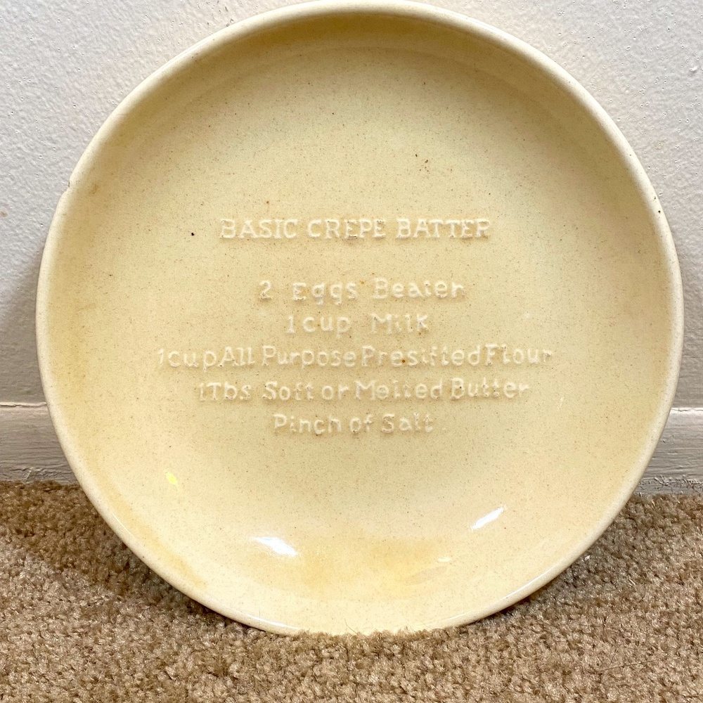 Vintage Crepe Batter Mid Century (1950s) Recipe Bowl Los Angeles Potteries Rare